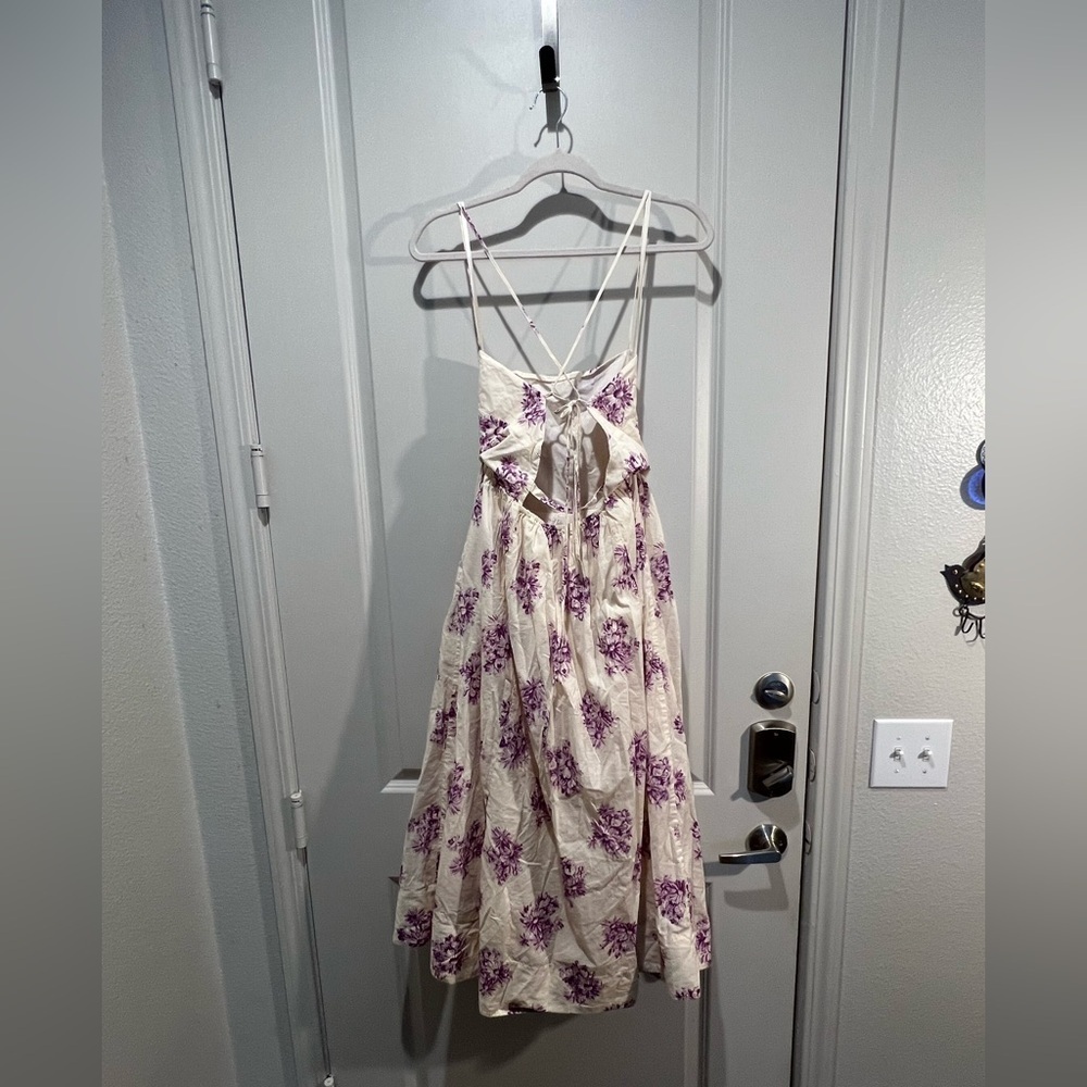 Jason Wu Floral Cotton Midi Dress Cream Lavender Size 8 - Picture 4 of 9